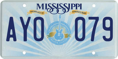 MS license plate AYO079