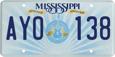 MS license plate AYO138