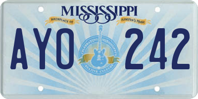MS license plate AYO242