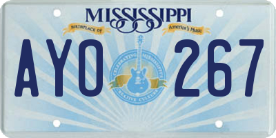MS license plate AYO267