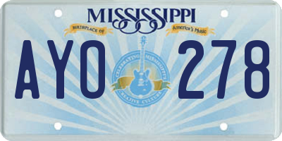 MS license plate AYO278