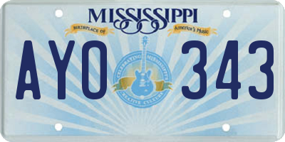 MS license plate AYO343