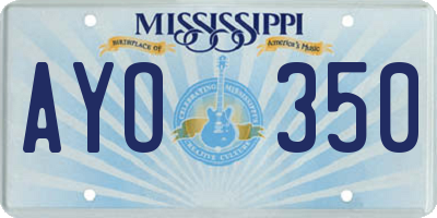 MS license plate AYO350