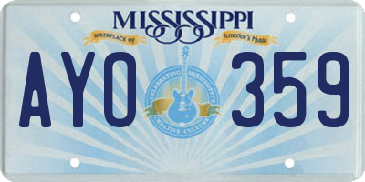 MS license plate AYO359