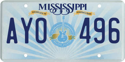 MS license plate AYO496