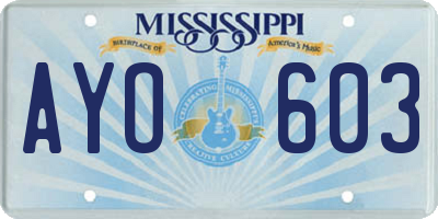 MS license plate AYO603