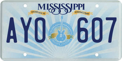 MS license plate AYO607