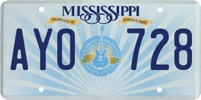 MS license plate AYO728