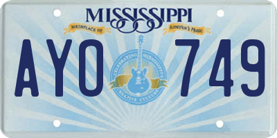 MS license plate AYO749