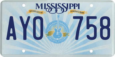 MS license plate AYO758