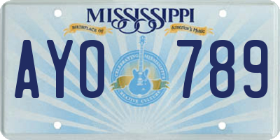 MS license plate AYO789