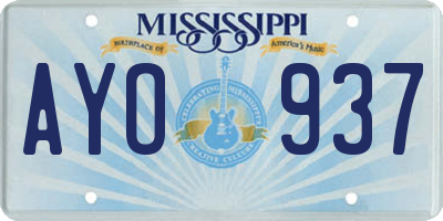 MS license plate AYO937