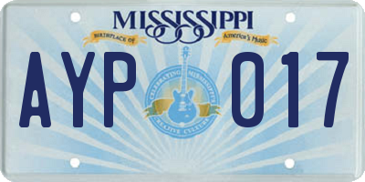 MS license plate AYP017