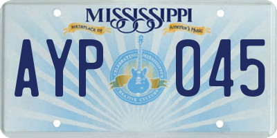 MS license plate AYP045