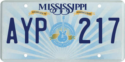 MS license plate AYP217