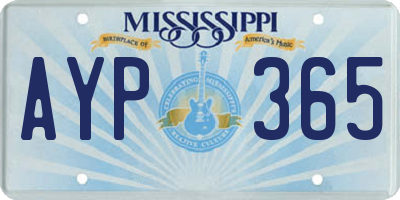 MS license plate AYP365