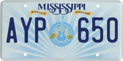 MS license plate AYP650