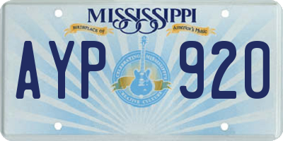 MS license plate AYP920