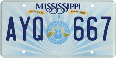 MS license plate AYQ667