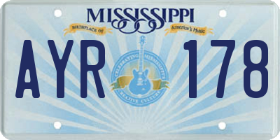 MS license plate AYR178