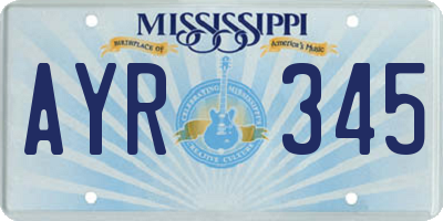 MS license plate AYR345