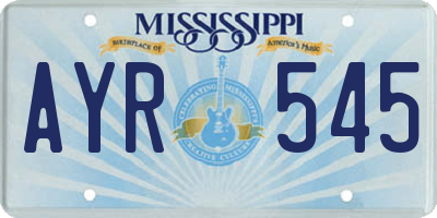 MS license plate AYR545