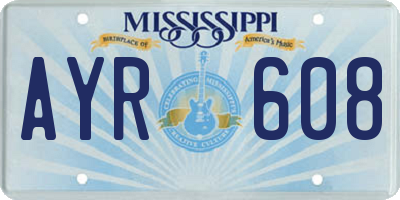 MS license plate AYR608