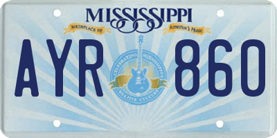 MS license plate AYR860