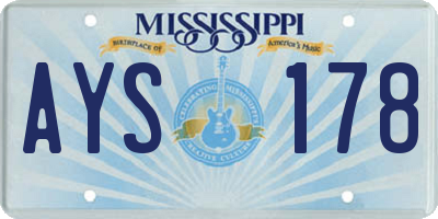 MS license plate AYS178