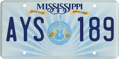MS license plate AYS189
