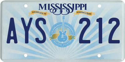 MS license plate AYS212
