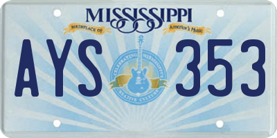 MS license plate AYS353