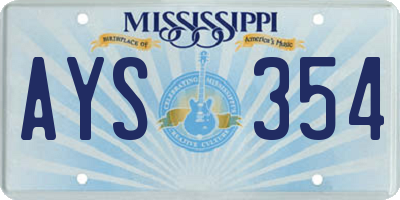 MS license plate AYS354