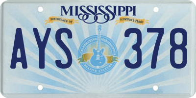MS license plate AYS378