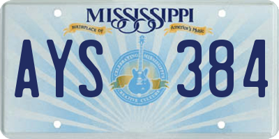 MS license plate AYS384