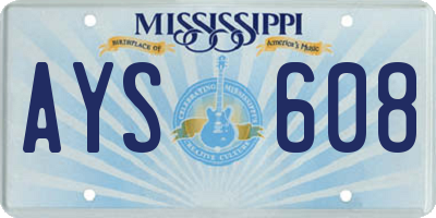 MS license plate AYS608