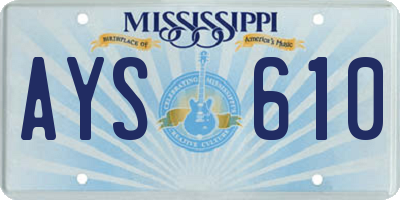 MS license plate AYS610