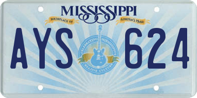 MS license plate AYS624