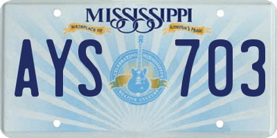 MS license plate AYS703