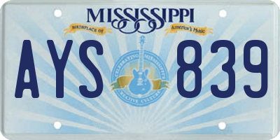 MS license plate AYS839