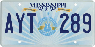 MS license plate AYT289