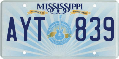 MS license plate AYT839