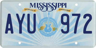 MS license plate AYU972
