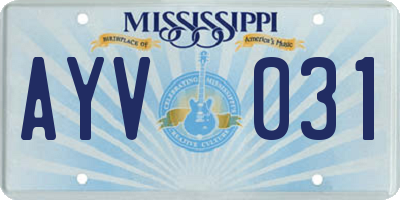 MS license plate AYV031