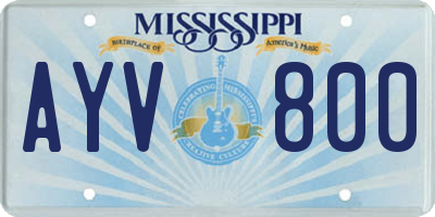 MS license plate AYV800