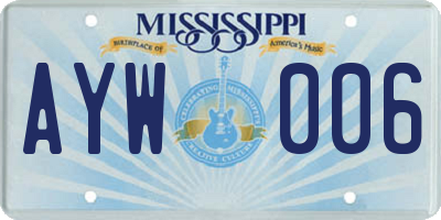 MS license plate AYW006