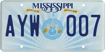 MS license plate AYW007