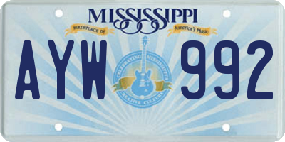 MS license plate AYW992
