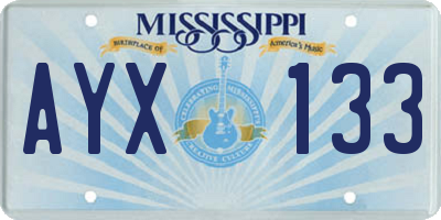 MS license plate AYX133