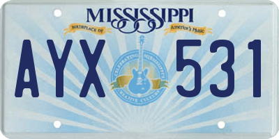 MS license plate AYX531